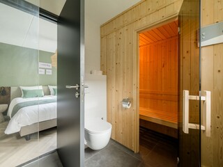 Einige Villen haben eine Sauna, andere eine Badewanne.