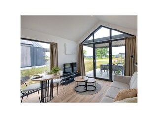Bright living area with large windows