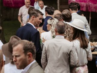 Wedding guests on the park
