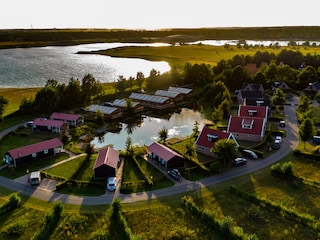 Luftbild des Parks bei Sonnenuntergang
