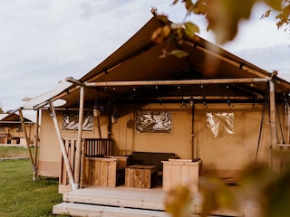 Glamping tent with covered veranda