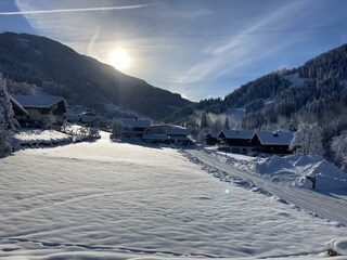 Aussicht Balkon Apartments Landhaus Riepler Winter