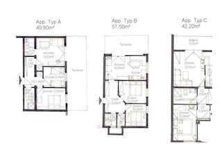 Grundrisse appartement A, B, C gemeinsam