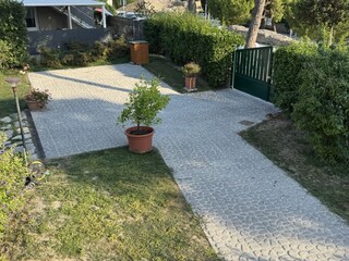 Garden and parking area