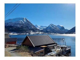 View of our private harbour and the fjord