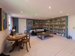 Family room with multi-media and working space