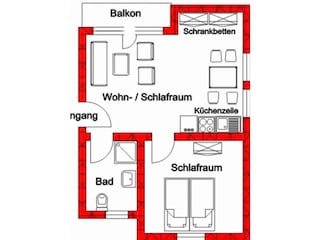 Wohnung 6, Wohnfläche 42 m²