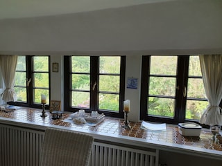 Wohnzimmer Fensterfront zum Garten