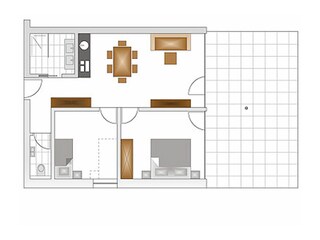 Grundriss Apartment mit 2 Schlafzimmern