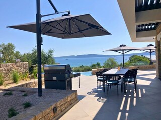 Villa Navira Gialova - Küchenterrasse mit  Meerblick
