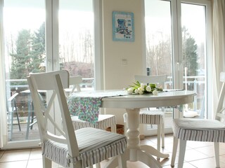 Dining area overlooking the south-west balcony