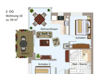 Appartamento per vacanze Großenbrode Pianta del piano 28