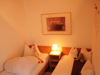 Schlafzimmer mit zwei getrennten Betten