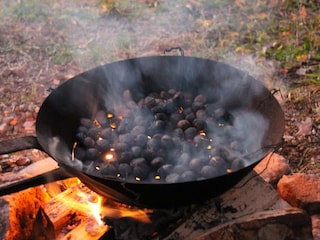 Beim Kastanienbraten im Oktober mit unseren Gästen