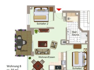 Appartamento per vacanze Großenbrode Pianta del piano 23