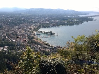 Aussicht auf Bregenz vom Gasthaus Seibl, Lochau