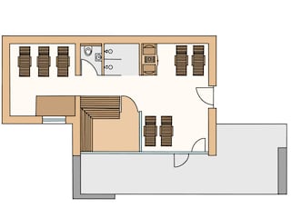 Sauna area with infrared cabin