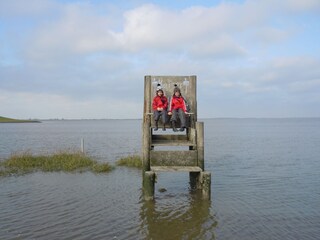 Hoch hinaus bei Flut am Kurhausstrand....