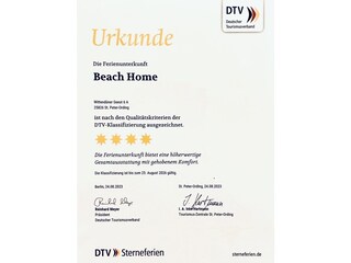 4-Sterne Urkunde von Deutschen Tourismusverband