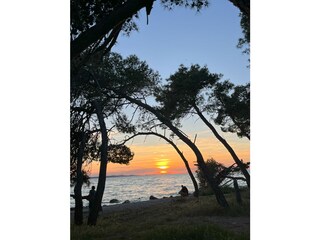 At the beach in the evening