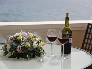 On the balcony of Villa Punta