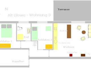 Vakantieappartement Glowe Grondplan 10