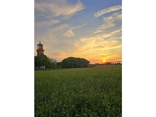 Leuchtturm Staberhuk in Abendsonne