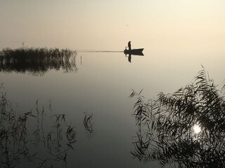 Angler im Morgennebel auf dem Bodden