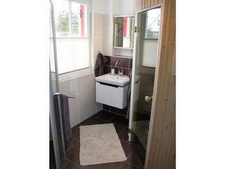 Badezimmer im EG mit Finnischer Sauna und Dusche