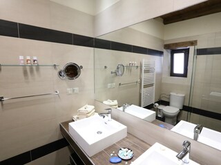 one of the bathrooms, with shower