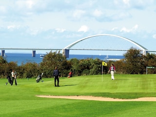 Golfplatz Fehmarn mit Fehmarnsundbrücke