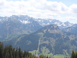 Blick oberhalb vom Haus in die Oberstdorfer Bergwelt
