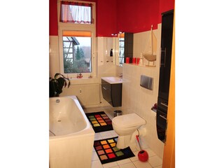 Modernes Badezimmer mit Blick auf den Harz