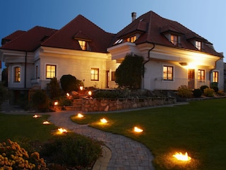 Abendstimmung im Landhaus Luka